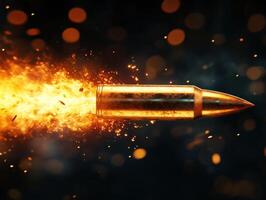 Bullet in motion with flames and sparks during a nighttime display photo