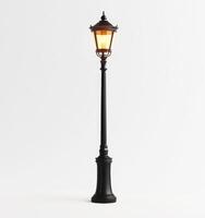 Vintage lamp post illuminating an empty space at night photo