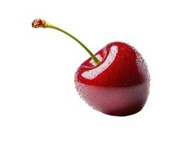 Fresh cherry with water droplets on a white background photo