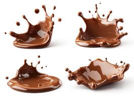 Dynamic chocolate splashes in various shapes captured beautifully photo