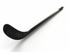 Hockey stick resting on a surface displaying its details photo