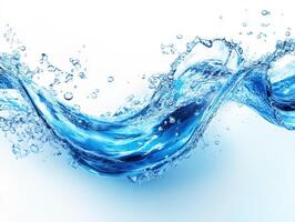 Water splashing in a dynamic wave form with blue hues photo