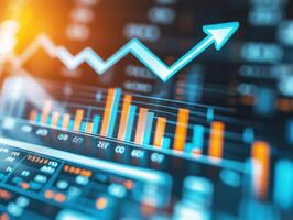 Rising stock market trends displayed on a digital screen photo