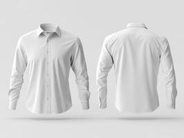 White long-sleeve dress shirt displayed from multiple angles photo