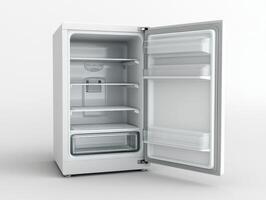 Modern refrigerator with open doors showcasing interior design photo