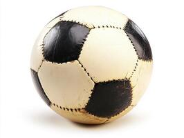 Classic black and white soccer ball on a plain background photo