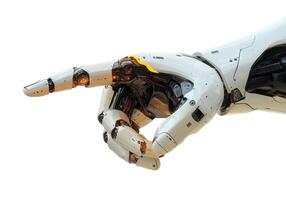 Robotic hand pointing with intricate mechanical details displayed photo