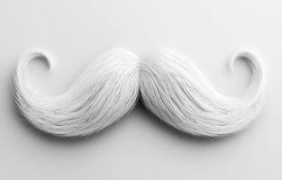 Unique white fluffy mustache resting on a plain background photo