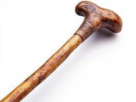 Handcrafted wooden cane for support and mobility assistance photo
