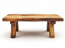 Unique handcrafted wooden table with natural finish in modern design photo