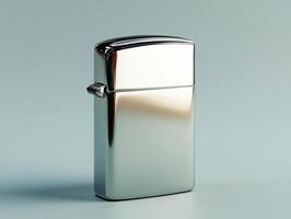 Classic metal lighter on a plain background for everyday use photo