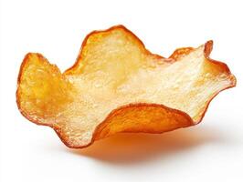 Crispy golden snack displayed on a white background photo