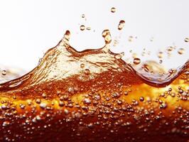 Bubbles rising in a refreshing beverage at golden hour photo