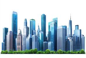 City skyline showcasing modern architecture against clear sky photo