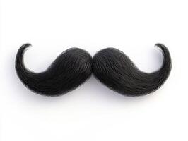 Unique black mustache with a curly design on a white background photo