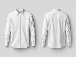 Classic white dress shirt displayed from front and back views photo