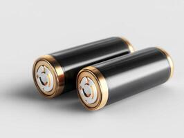 Modern rechargeable batteries placed on a light background photo