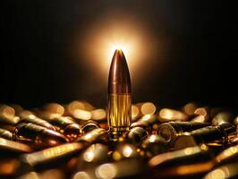 Bullets arranged artistically with a focal point in dim light photo
