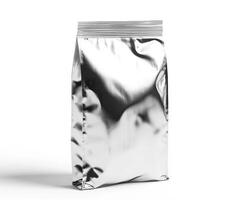 Silver bag packaging with a smooth surface and sleek design photo