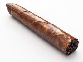 Handmade cigar displayed on a clean surface for appreciation photo