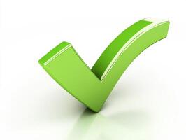 3D green checkmark symbol representing success and approval photo
