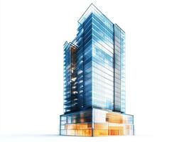 Modern glass skyscraper showcasing innovative architecture design photo