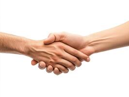 Hands shake to signify agreement and collaboration in business photo