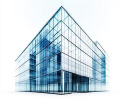 Modern glass building with sleek architecture in urban setting photo