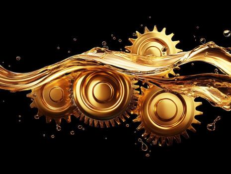 engranajes inmerso en fluido líquido crear dinámica visual contraste foto