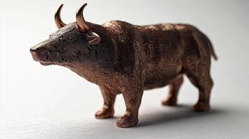 A copper bull statue with circuit board pattern photo
