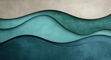 Abstract wavy layers in shades of blue and beige, creating a modern textured background photo