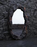 Abstract stone portal with a white background, a unique and textured design element photo