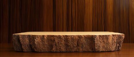 Wooden table top platform for product display photo
