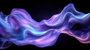 Abstract flowing iridescent waves on a black background photo