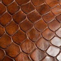 Brown leather texture background with reptile scale pattern photo