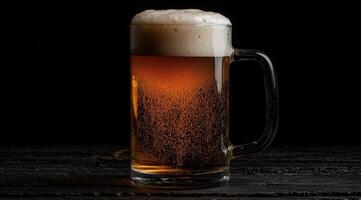 A refreshing beer mug with frothy head photo