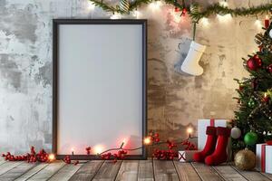 Christmas Decor Mockup with a Blank Canvas photo