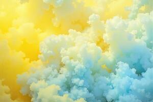 Clouds in the sky with a yellow and blue background photo