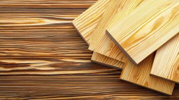 Close-up View of Natural Light Wooden Planks on Wooden Background for Designing and Crafting Purposes photo