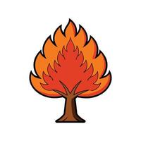 Distinct Flame Tree Outline Art. Cartoon Art Tree Illustration. vector