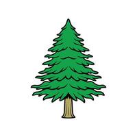 Himalayan Cedar Tree Bold Outline . Cartoon Art Tree Illustration. vector