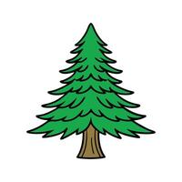 Distinct Himalayan Cedar Tree Outline Art. Cartoon Art Tree Illustration. vector