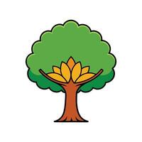 Stylish Indian Sandalwood Tree Outline Graphic. Cartoon Art Tree Illustration. vector