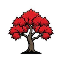Distinct Japanese Maple Tree Outline Art. Cartoon Art Tree Illustration. vector