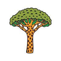 Creative Leopard Tree Outline Artwork. Cartoon Art Tree Illustration. vector