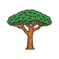Leopard Tree Bold Outline . Cartoon Art Tree Illustration. vector