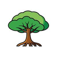 Stylish Mangrove Tree Outline Graphic. Cartoon Art Tree Illustration. vector