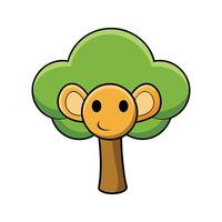 Distinct Monkey Ear Tree Outline Art. Cartoon Art Tree Illustration. vector