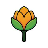 Distinct Tulip Tree Outline Art. Cartoon Art Tree Illustration. vector