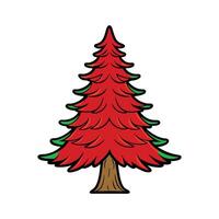 Distinct Western Red Cedar Tree Outline Art. Cartoon Art Tree Illustration. vector